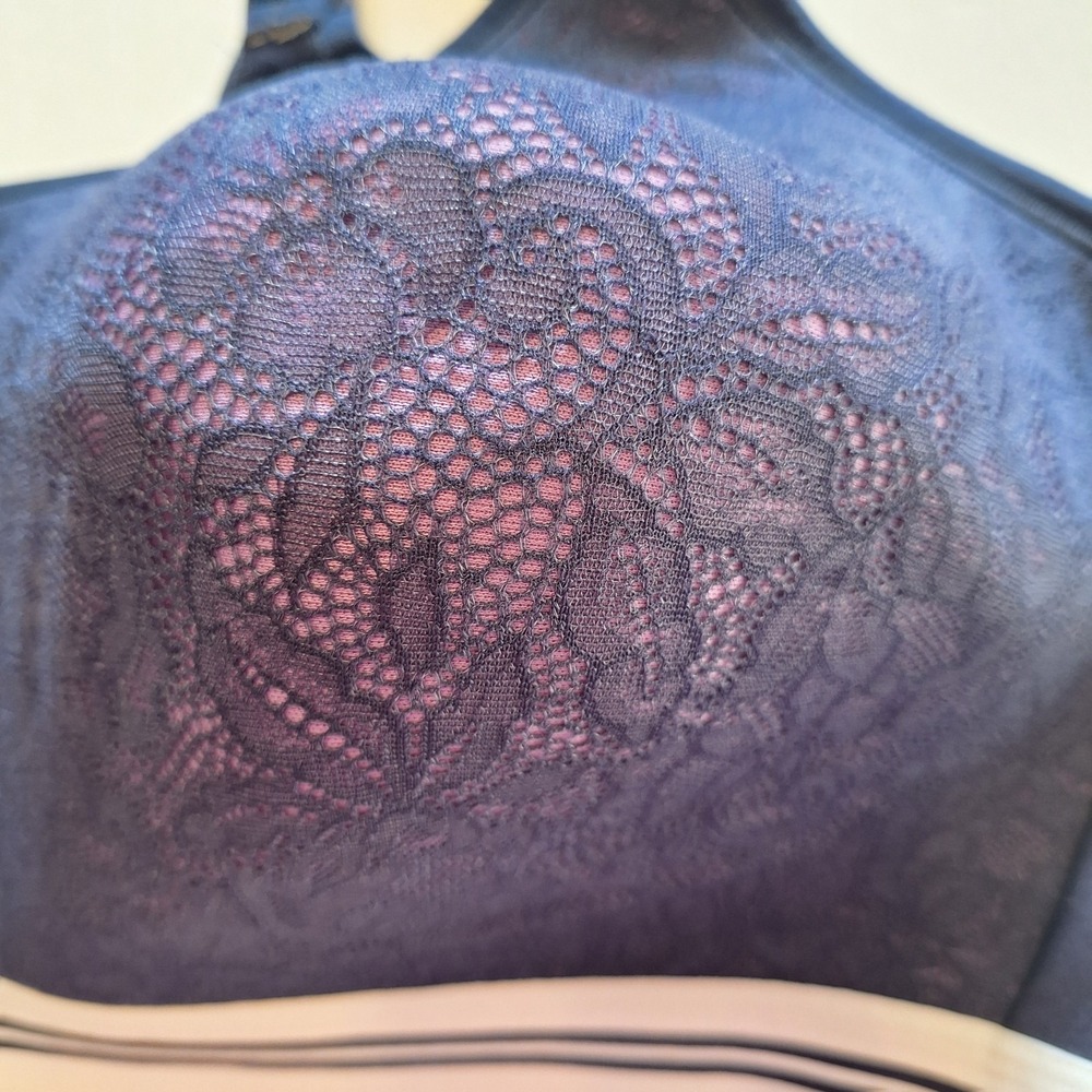 Cacique Scoop Lace Bra Women's 46C No-Wire Blue Comfort Lightly Lined Stretch - Picture 5 of 10